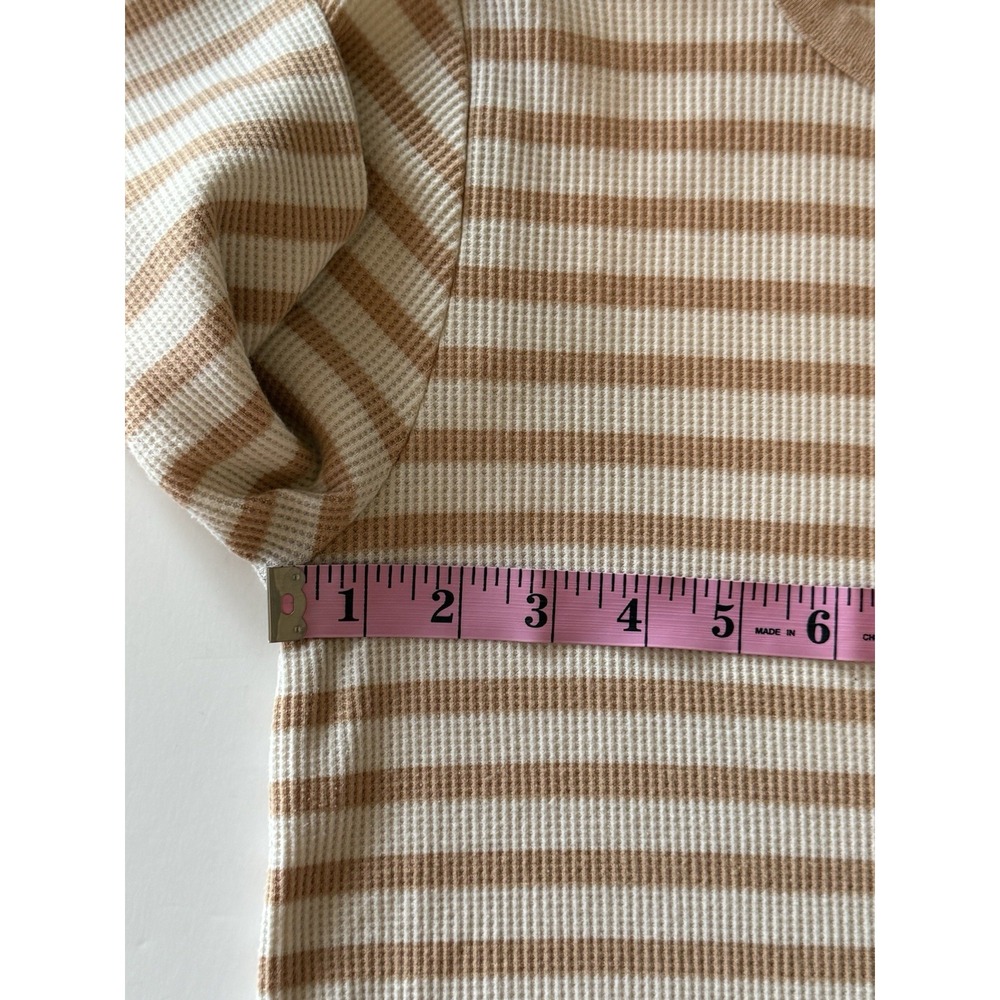 Aerie Waffle Knit Long Sleeve Top Crewneck Tee Thermal Casual Texture Striped Lg - Picture 8 of 13